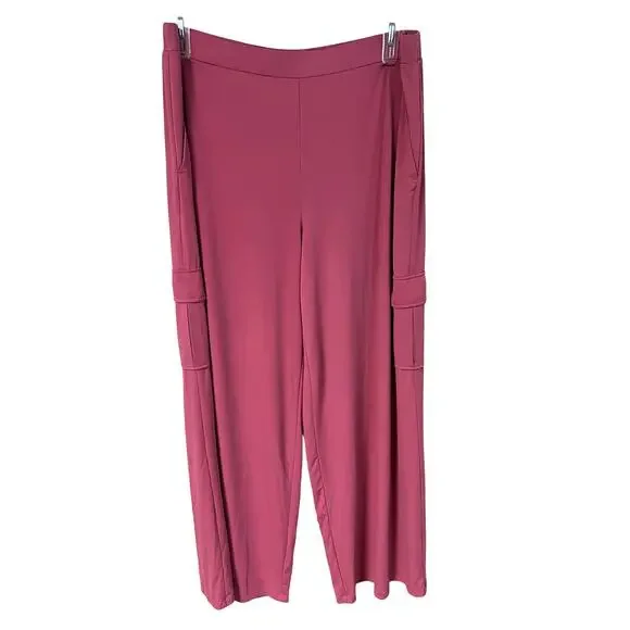 Lisa Rinna Pants Womens X-Large Wide Leg Maxi Cargo Pull-On Relaxed  Pink XL QVC - Picture 5 of 12